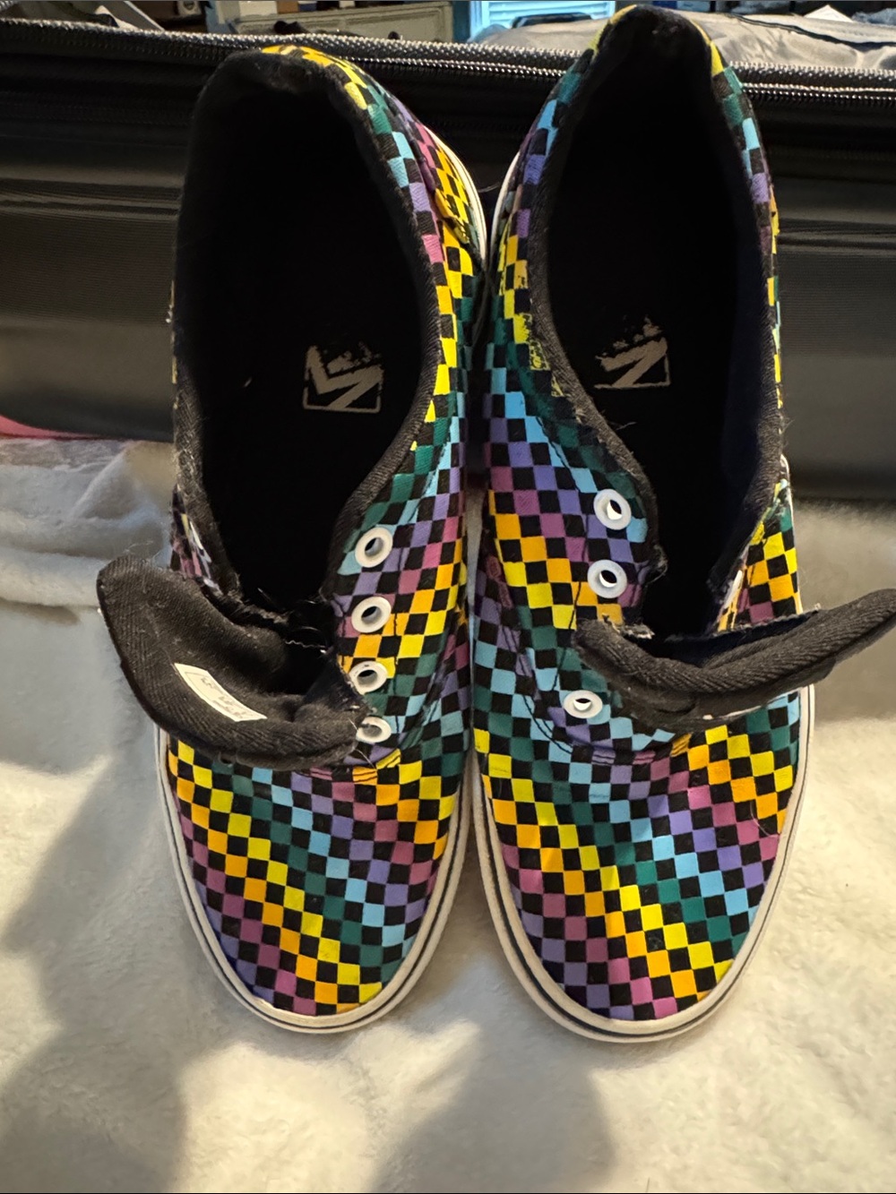 Vans Kids Checkered Canvas Sneakers in Yellow, Teal, Purple, Pink, Black